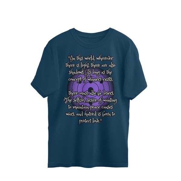 Madara Uchiha Quote Men's Oversized T-shirt - Nile Blue, XXL, Free