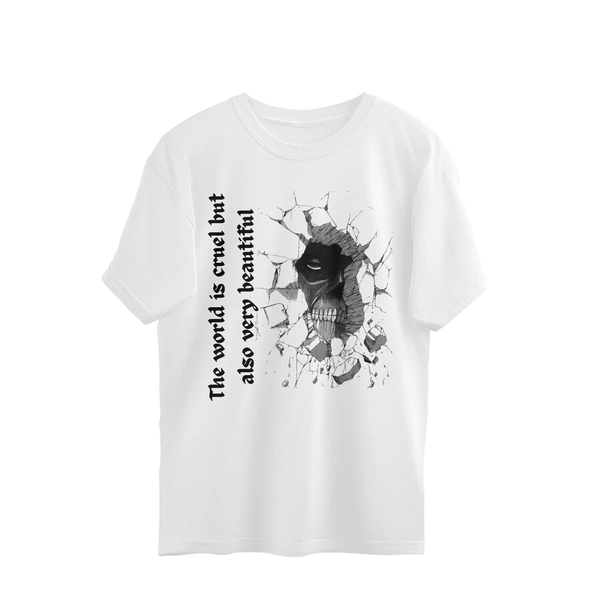 Attack On Titan Quote Men's Oversized T-shirt - White, L, Free