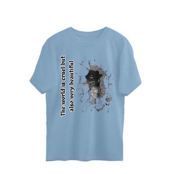 Attack On Titan Quote Men's Oversized T-shirt - Baby Blue, M, Free