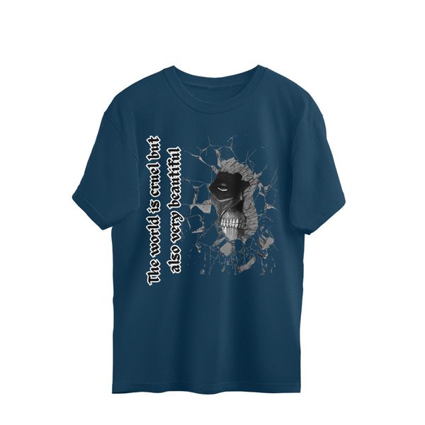 Attack On Titan Quote Men's Oversized T-shirt - Nile Blue, M, Free