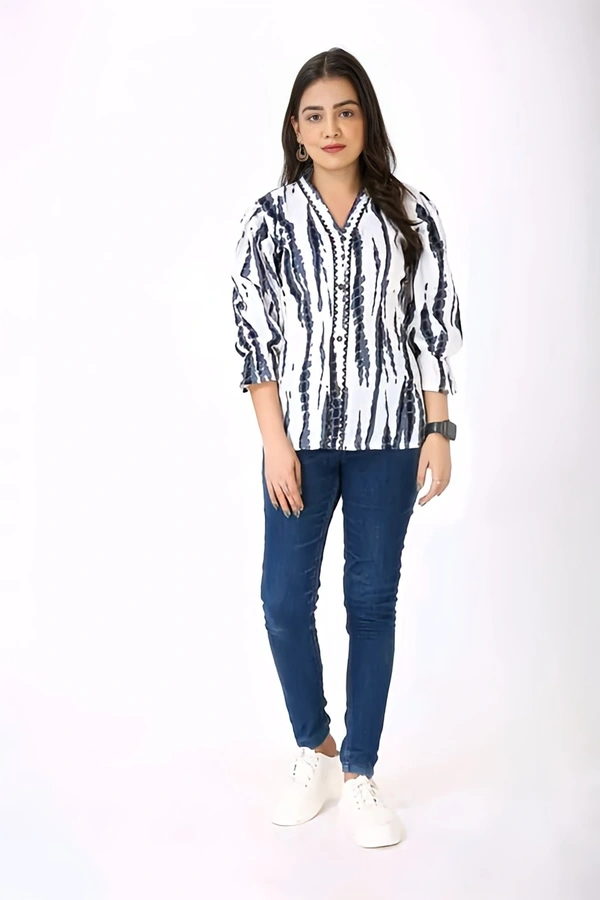 Polycotton Top - Black & White, XS, Free