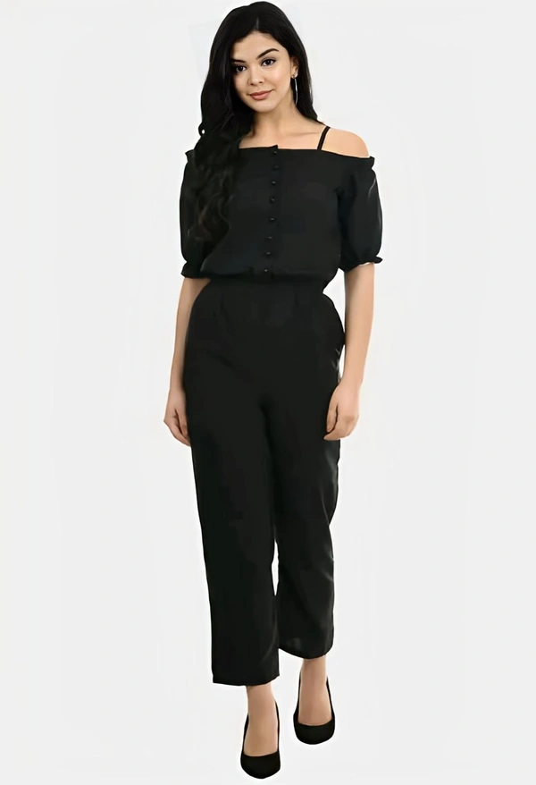Crepe Jumpsuit - Black, S, Free