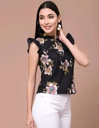 Crepe Top - Black, XL, Free