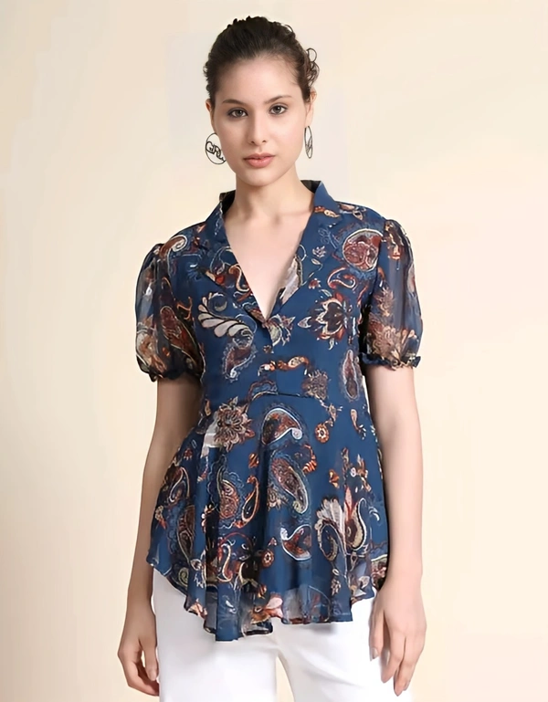 Georgette Flared Top - San Juan, 4XL, Free