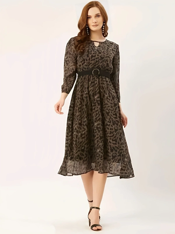 A-line Dress - Tobacco Brown, M, Free