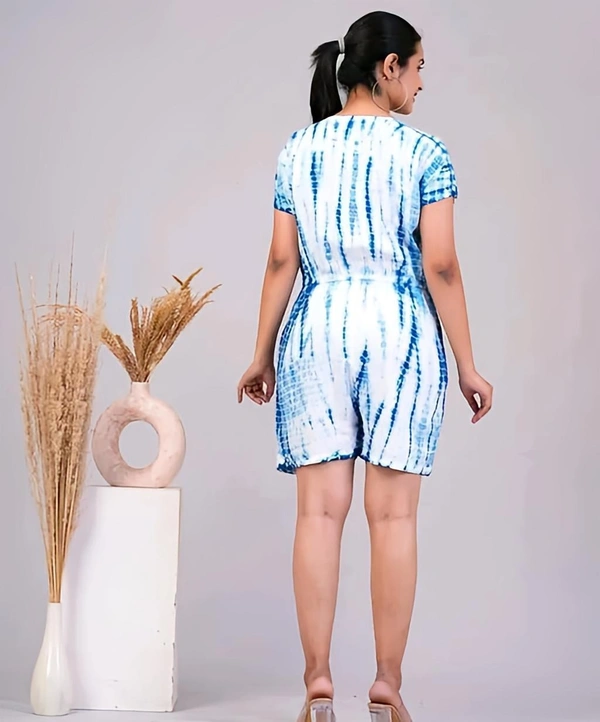 Rayon Printed Jumpsuit - White, XXL, Free