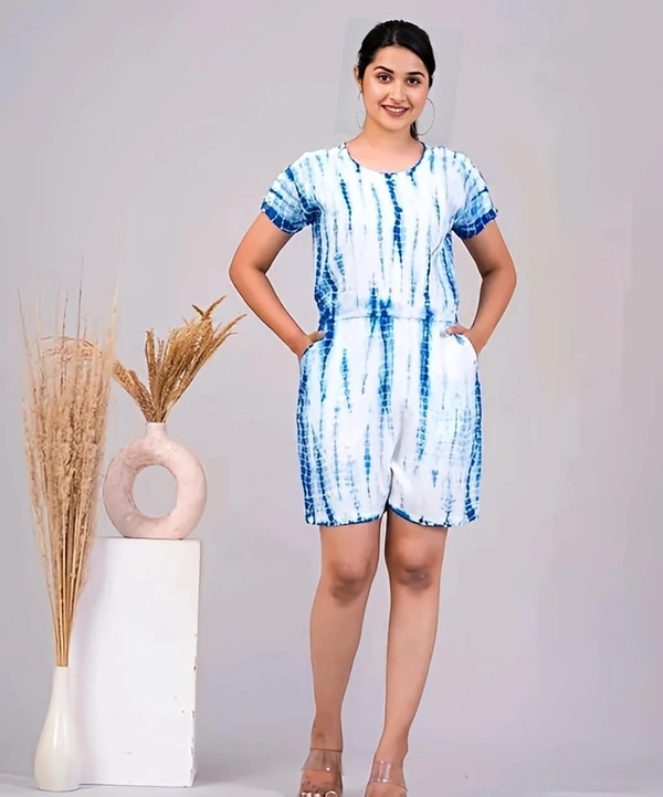 Rayon Printed Jumpsuit - White, XXL, Free
