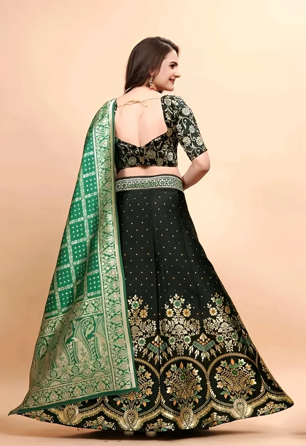 Art Silk Lehenga - Green Haze, Free Size, Free