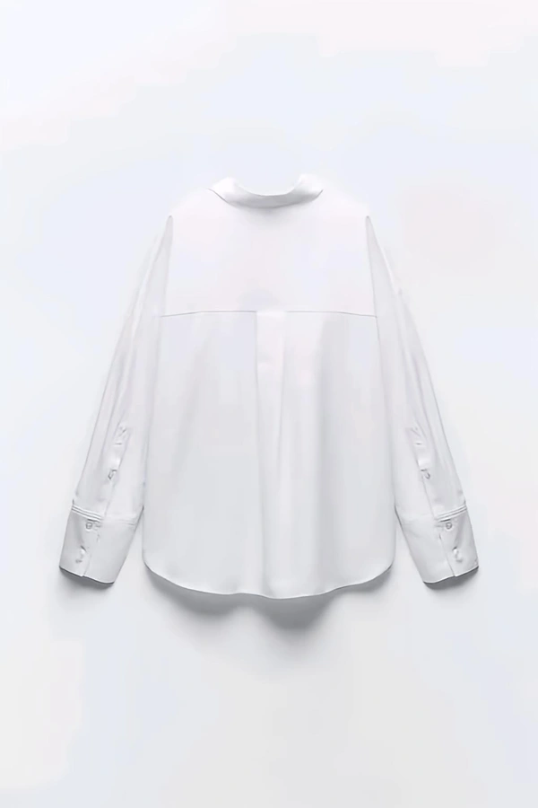 Oversized Cotton Shirt - White, XXXL, Free