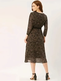 A-line Dress - Tobacco Brown, M, Free
