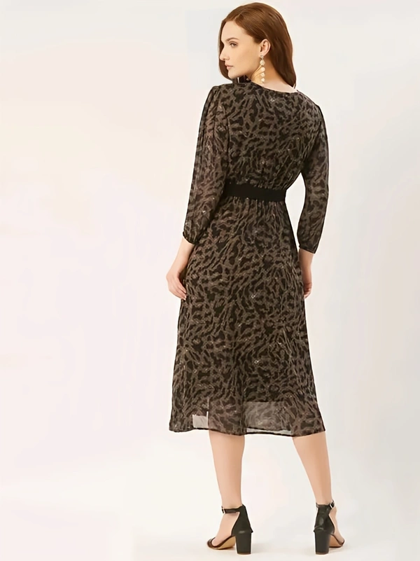 A-line Dress - Tobacco Brown, M, Free