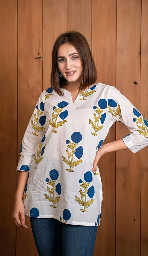 Kurti Style Top - White, M, Free