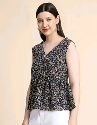 Polyester Flared Top - Multicolor, M, Free