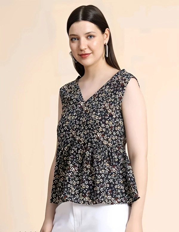 Polyester Flared Top - Multicolor, M, Free