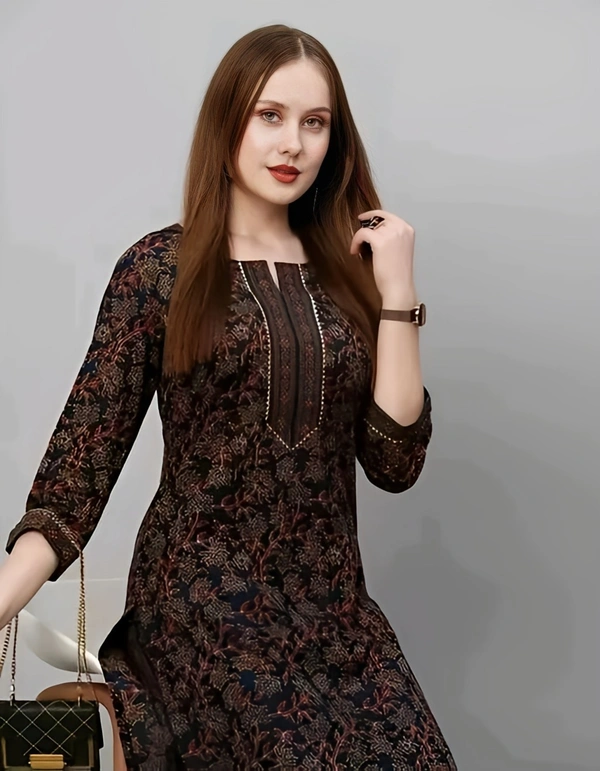 Cotton Kurta Set - Cocoa Brown, L, Free