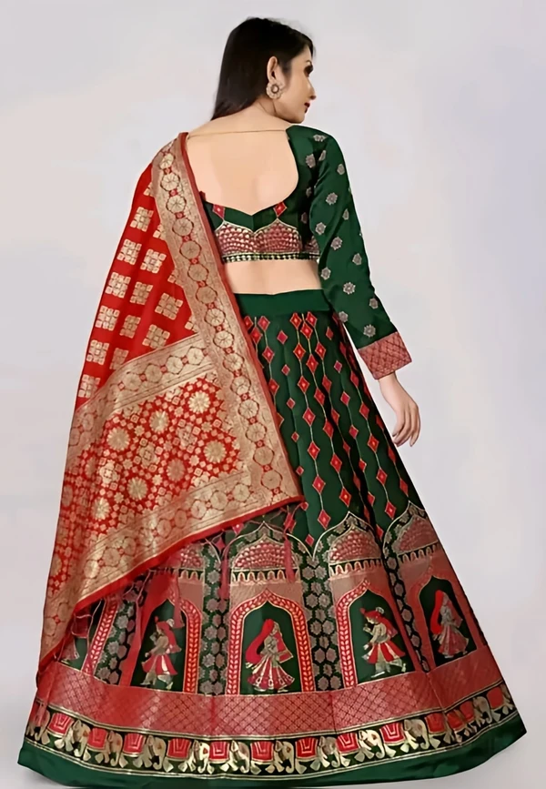 Art Silk Lehenga - Everglade, Free Size, Free