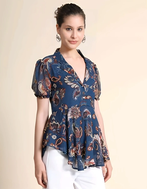 Georgette Flared Top - San Juan, 4XL, Free