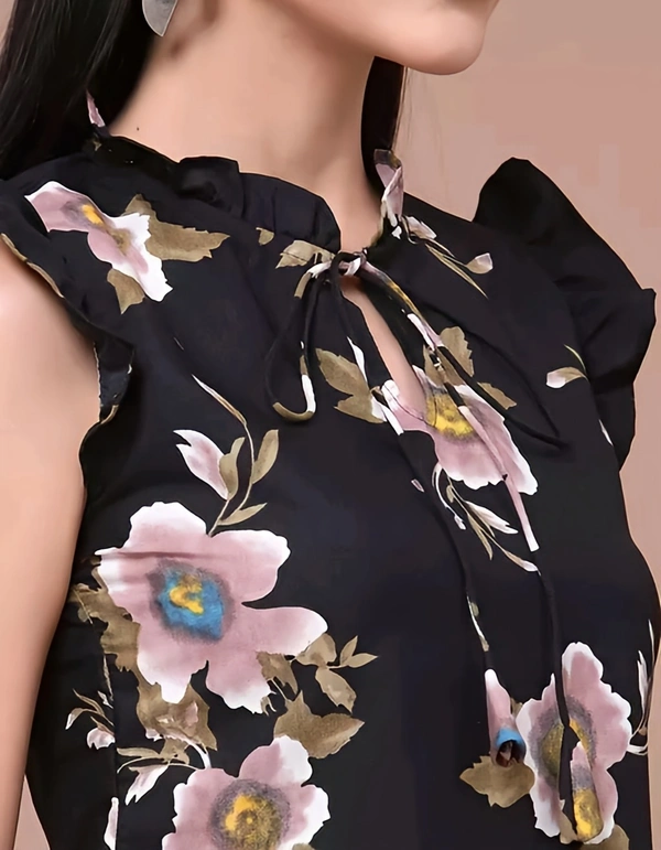 Crepe Top - Black, XL, Free