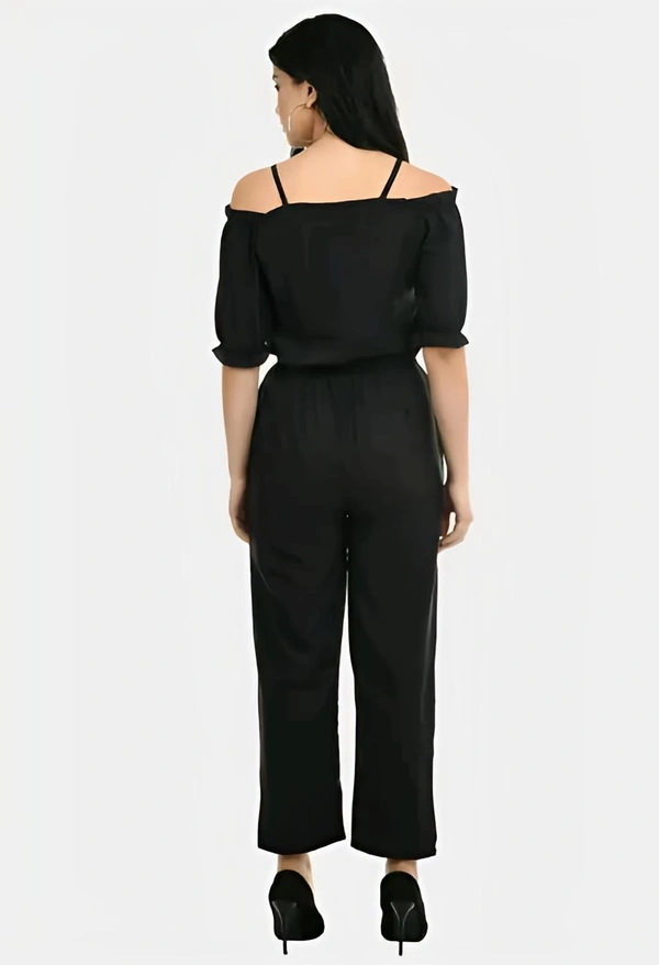Crepe Jumpsuit - Black, S, Free
