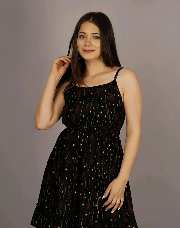 Cute Short Dress - Black, M, Free
