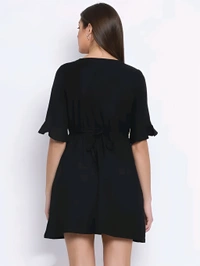 Cotton Solid Dress - Black, S, Free