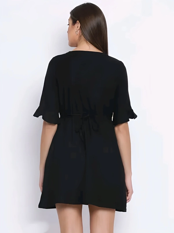 Cotton Solid Dress - Black, S, Free
