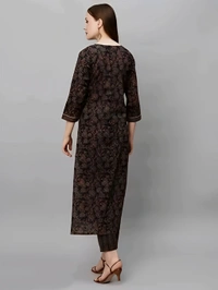 Cotton Kurta Set - Cocoa Brown, L, Free