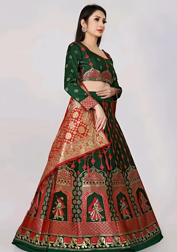 Art Silk Lehenga - Everglade, Free Size, Free