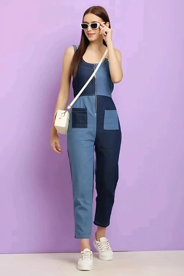 Colorblocked Jumpsuit - Blue Bayoux, S, Free