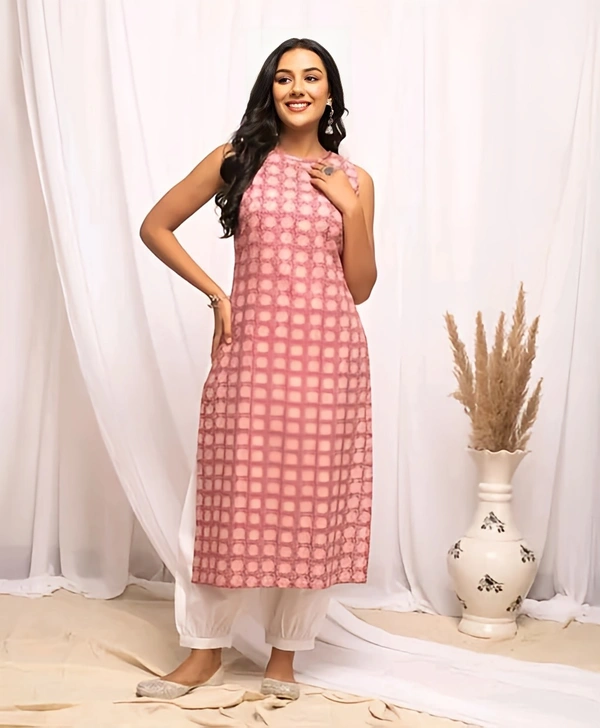 Floral Printed Kurta - Melon, XL, Free