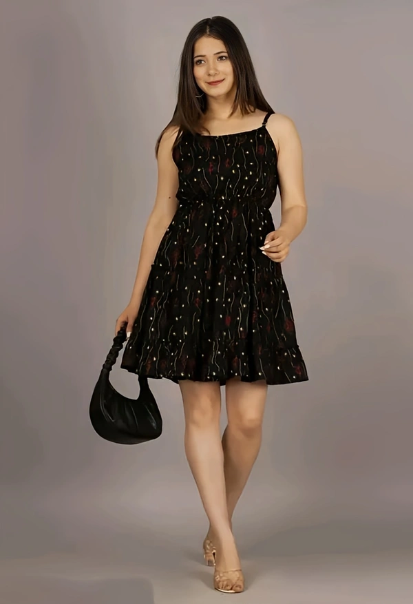 Cute Short Dress - Black, M, Free