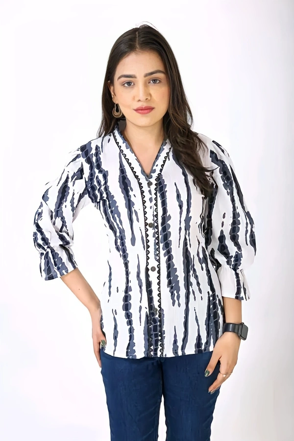 Polycotton Top - Black & White, XS, Free