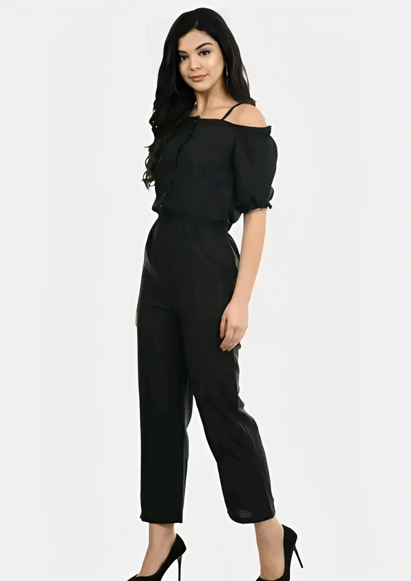 Crepe Jumpsuit - Black, S, Free