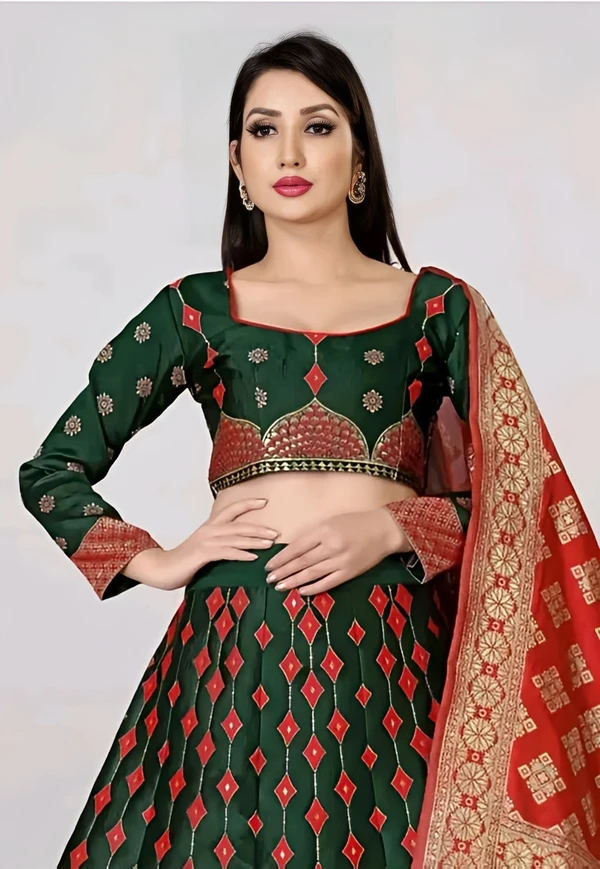 Art Silk Lehenga - Everglade, Free Size, Free