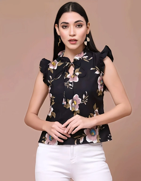 Crepe Top - Black, XL, Free