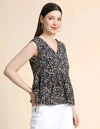 Polyester Flared Top - Multicolor, M, Free