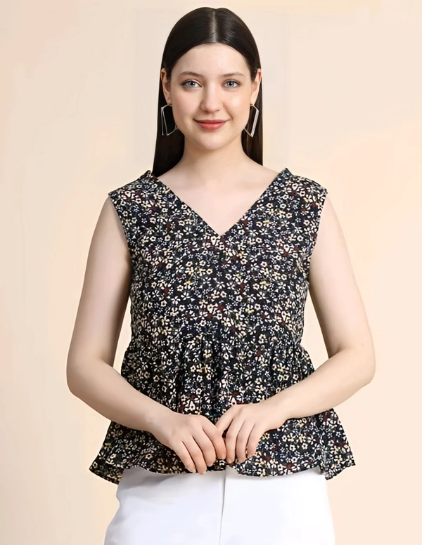 Polyester Flared Top - Multicolor, M, Free