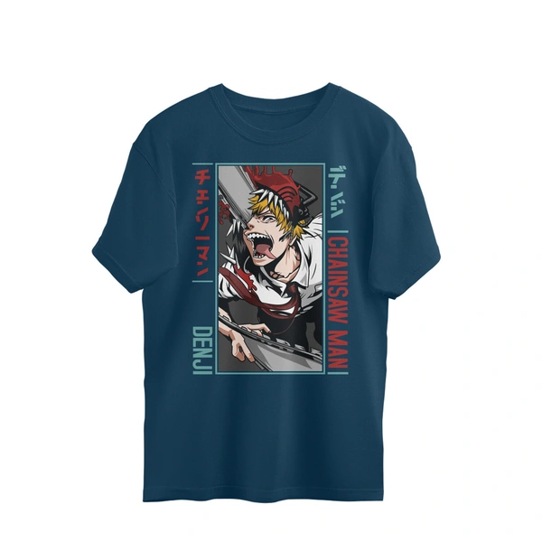 Denji Chainsawmen Oversized T-shirt - Nile Blue, XXL, Free