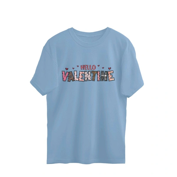 Happy Valentine Oversized T-shirt - Baby Blue, XL, Free
