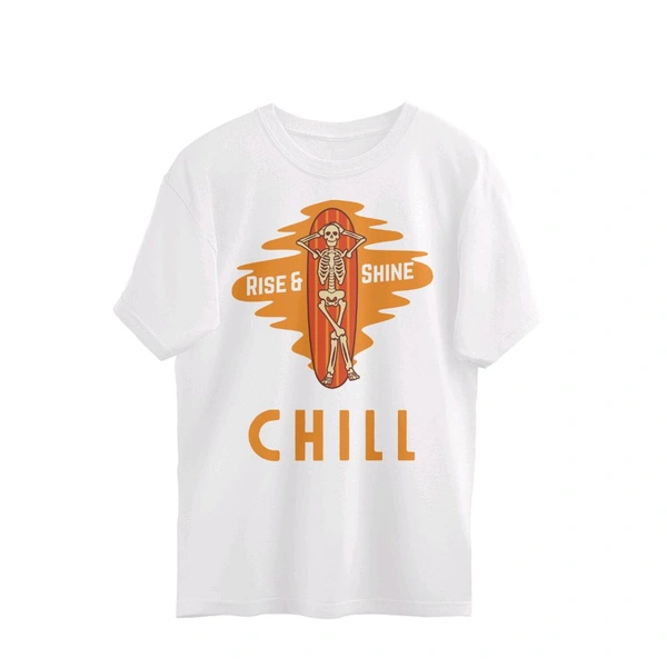 Orange Illustrated Skull Oversized T-shirt - White, XXL, Free