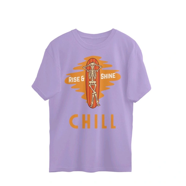 Orange Illustrated Skull Oversized T-shirt - Lavender, L, Free