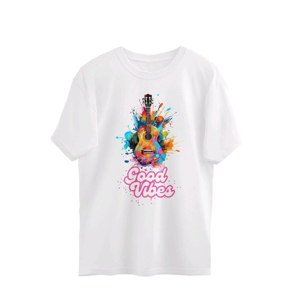 Black Pink Floral Good Vibes Oversized T-shirt - White, L, Free