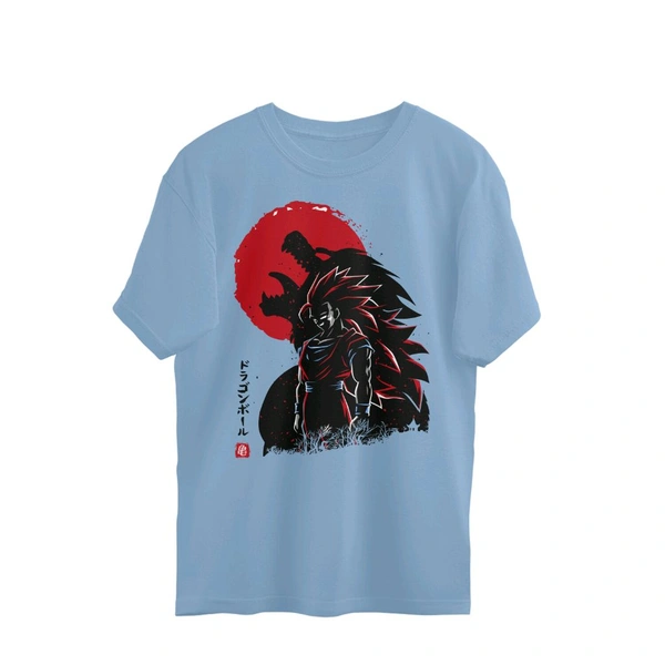 Dragon Ball Shadow Saiyan Fury Oversized T-shirt - Polo Blue, M, Free