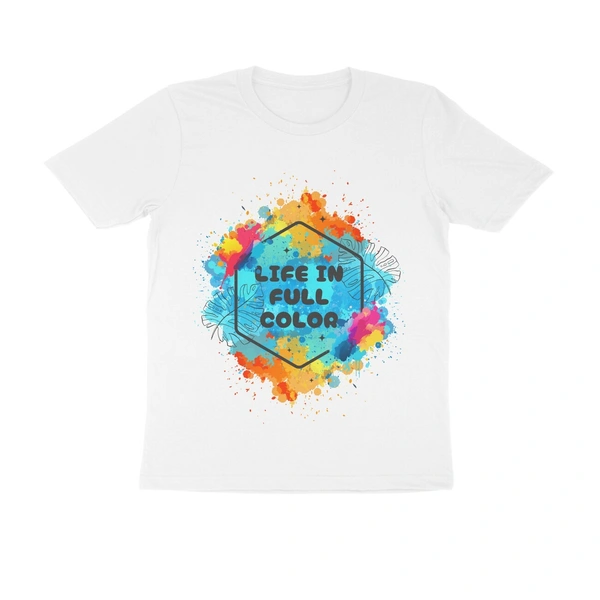 Life In Full Color Half Sleeve T-shirt - White, M, Free