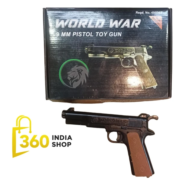 World War 9MM Real Black Look Big Sound Cork Gun ( 1 BOX CORK+1 COVER FREE)