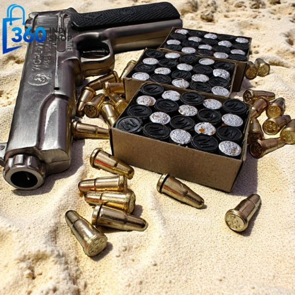 World War Silver Sound Gun | Combo Price | 6 Golden Dummy Bullets With Cover - Silver