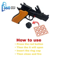 Realistic Ring Cap Toy Gun - Comes with Cover | Premium Ring Cap Gun | Diwali Celebration Cap Gun - Black