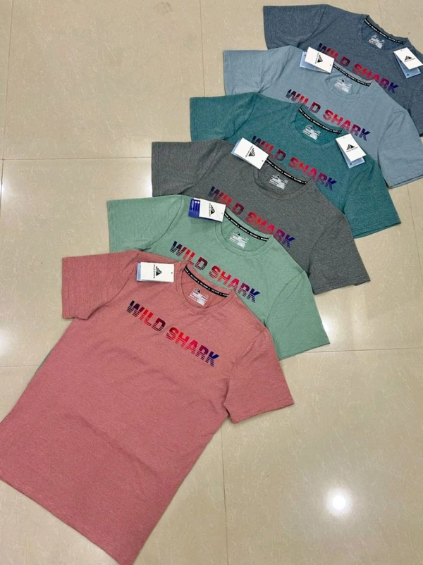 Wild Shark Melange Lycra Tshirts  - M L XL XXL