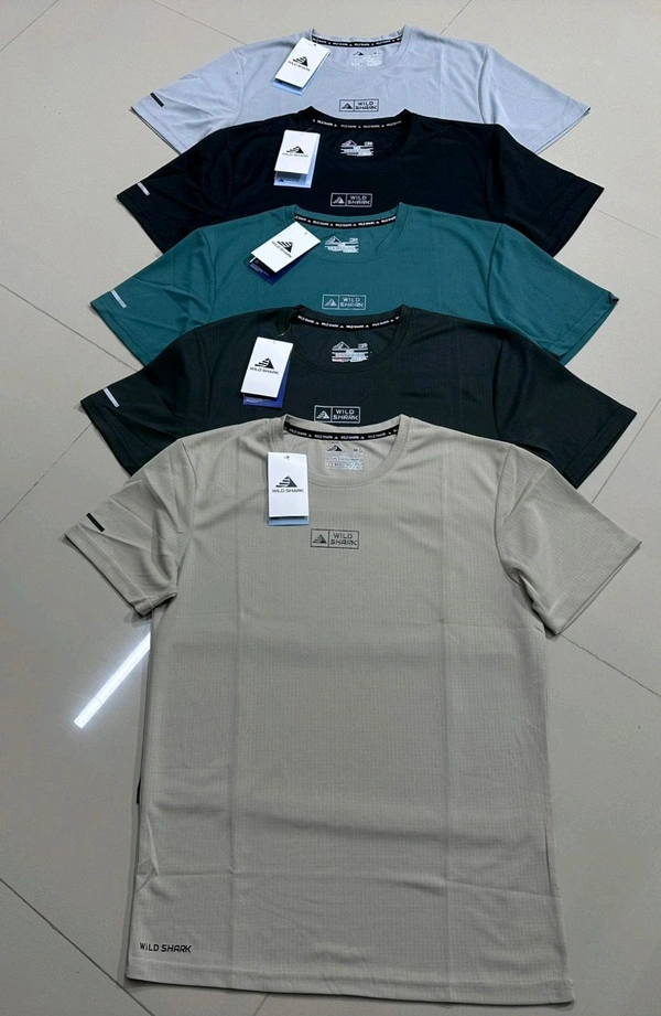 Wild Shark Melange Lycra Plain Tshirt  - M L XL XXL