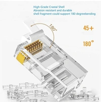 FEDUS Cat6 RJ45 Ends, Cat6 Connector, 8P8C Cat5, Cat6, Cat5e RJ45 Connector, Ethernet Cable Crimp Connectors UTP Network Plug for Solid Wire and Standard Cable, LAN Crimp Module Plugs